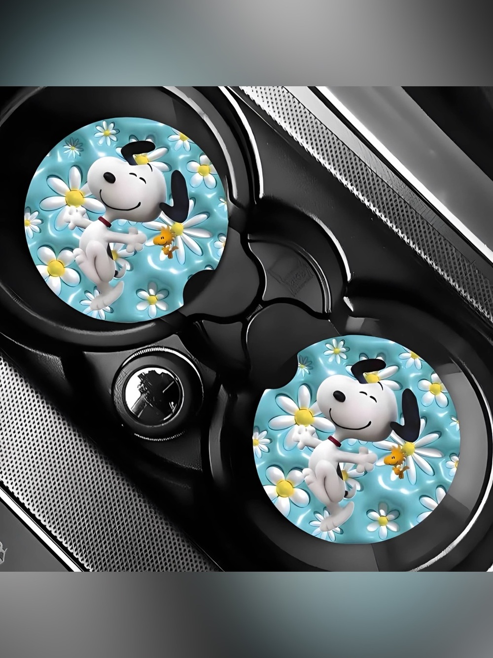 Snoopy & Woodstock Car Coasters Absorbent Set of (2)